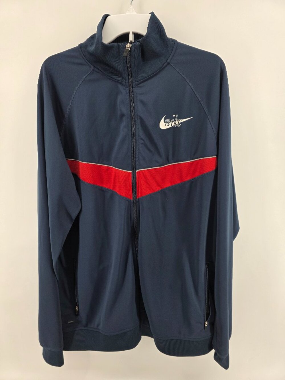 Nike Men's Navy Blue Red Colorblock Full Zip Track Jacket – Size XXL